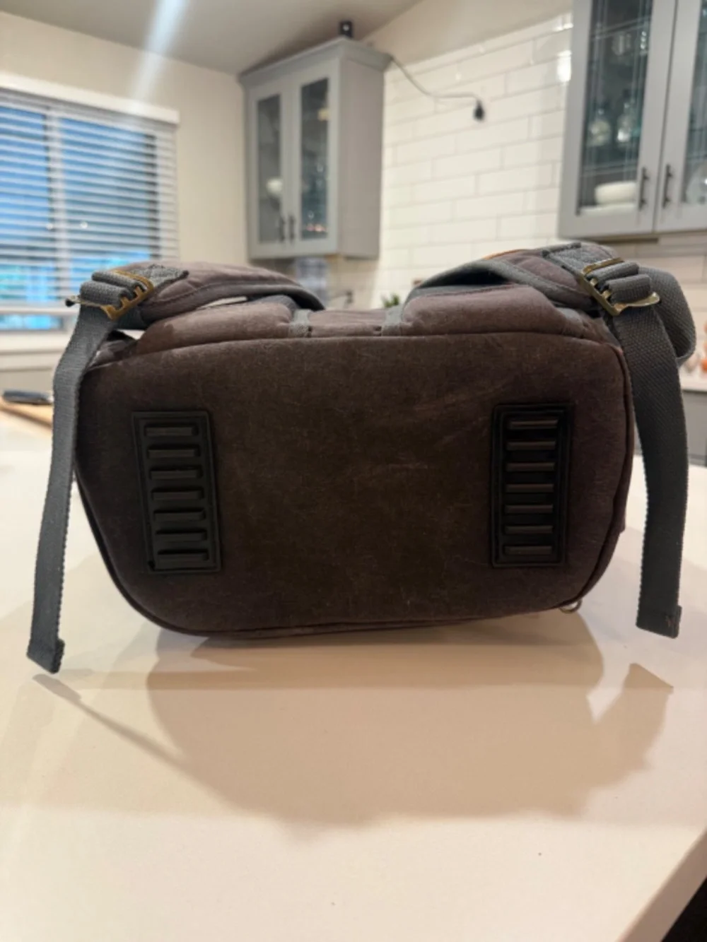 Endurax Waxed Canvas Camera Backpack Leather Trim Vintage Rucksack Black Brown